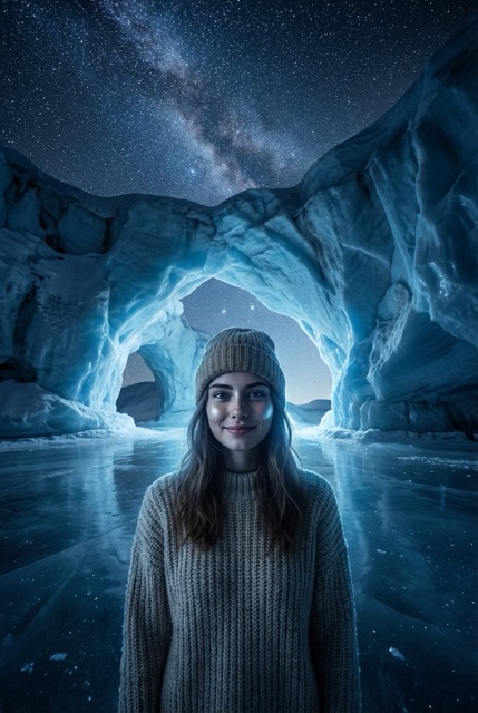 Ледниковый ночной пейзаж